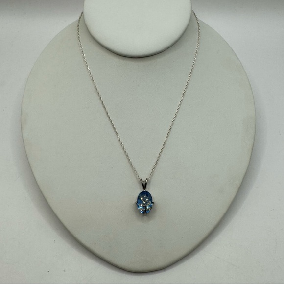 Avon Sterling silver large blue stone with botanical overlay sparkly rhinestones - Picture 12 of 12